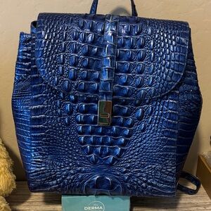 Brahmin Shimmering Blue Embossed Backpack